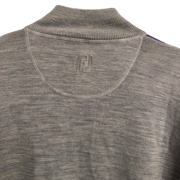 FootJoy FJ 1/4 Zip Pullover Knit Wool Sweater Golf Argyle Diamond Men’s Large - Picture 5 of 9